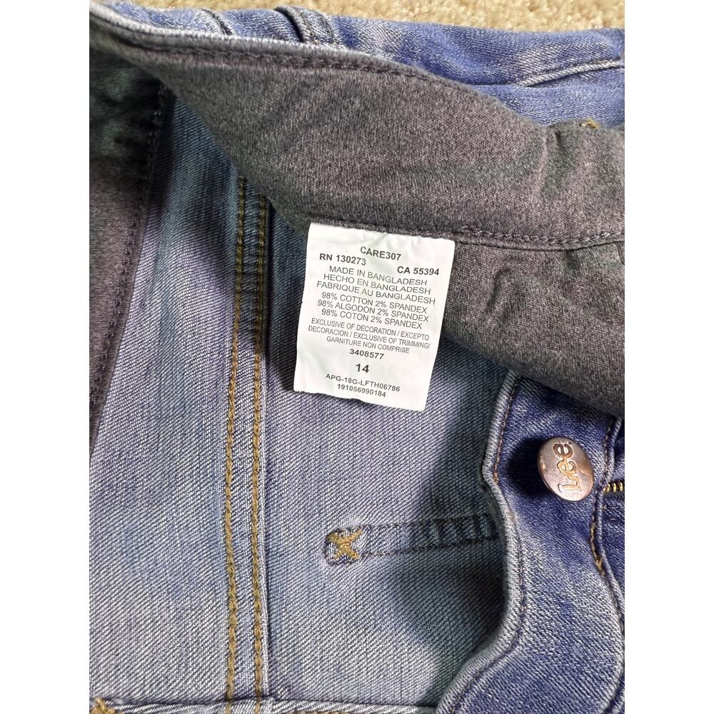 Lee Slim Fit Straight Leg Mid Rise Jeans Womens 14 Blue Denim Dark Wash D233 - Picture 7 of 14